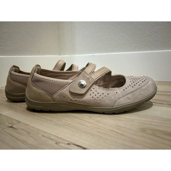 Earth Spirit Shoes Womens Comfort Beige Tan Suede Leather Mary Jane Flats Size 9 - Picture 4 of 7